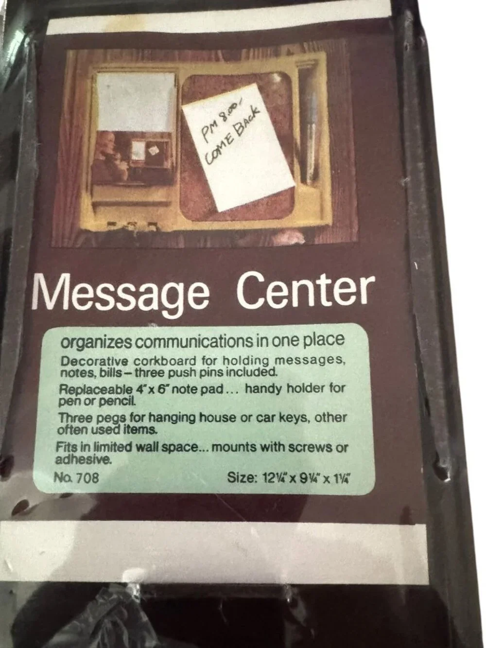 Message Center Organizer With Corkboard & Key Hooks Wall Mountable